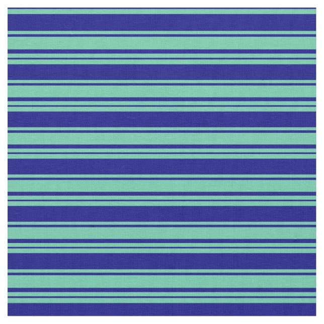 Aquamarine och Blue Linjer Tyg (Närbild)