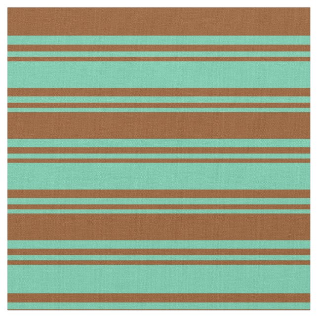 Aquamarine och Brown Mönster Tyg (Närbild)