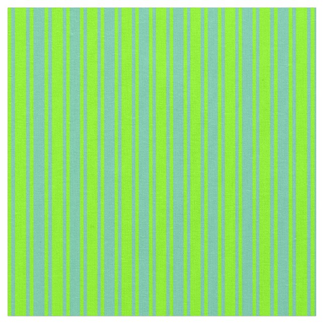 Aquamarine och Chartreuse Färgad Rand Tyg (Närbild)