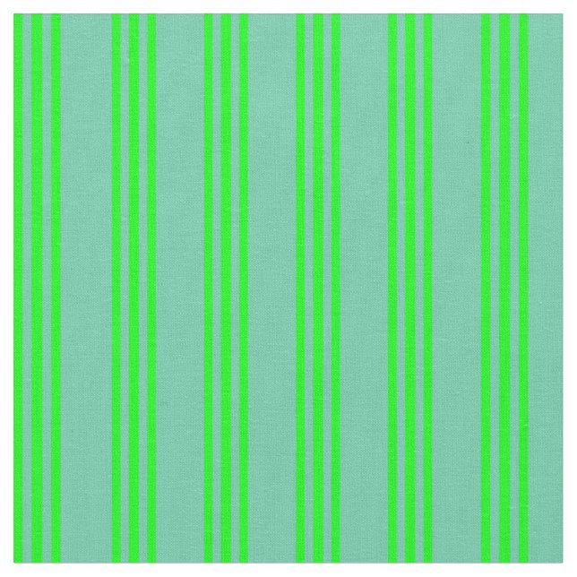 Aquamarine och Lime Stripe Mönster Tyg (Närbild)