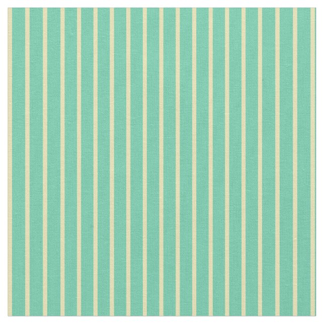 Aquamarine och Tan Rand Tyg (Närbild)