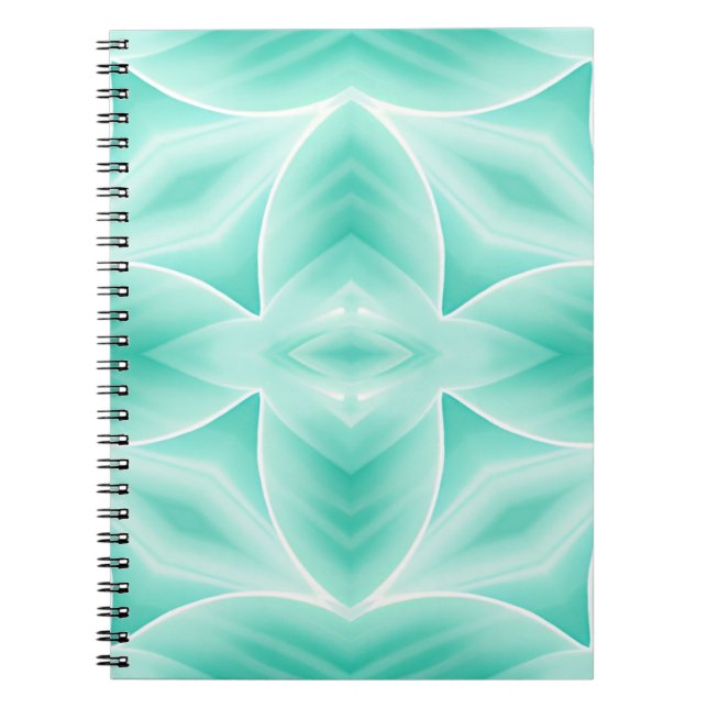 Aquamarine och White Geometric Patern Anteckningsbok (Framsidan)