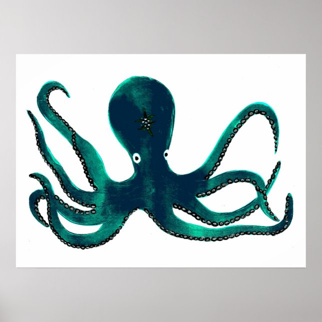 Aquamarine Octopus Poster (Framsidan)
