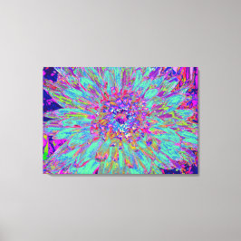 Aquamarine Rainbow Färg Abstrakt Dahlia Flower Canvastryck