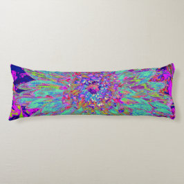 Aquamarine Rainbow Färg Abstrakt Dahlia Flower Kroppskudde