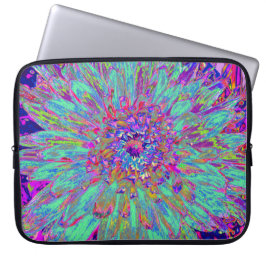 Aquamarine Rainbow Färg Abstrakt Dahlia Flower Laptop Fodral