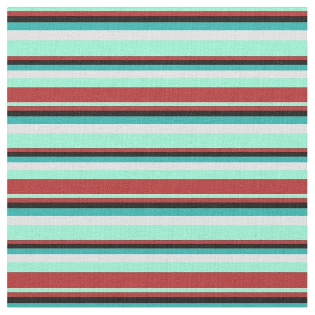 Aquamarine, Red, Black, Light Sea Grönt & Lavender Tyg (Närbild)
