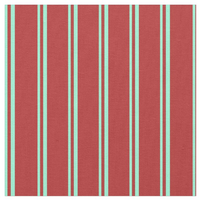 Aquamarine & Red Linjer Tyg (Närbild)