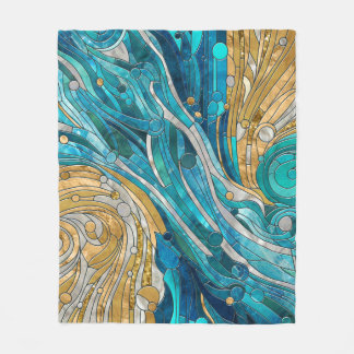Aquamarine River Abstrakt Mosaic Art Fleecefilt