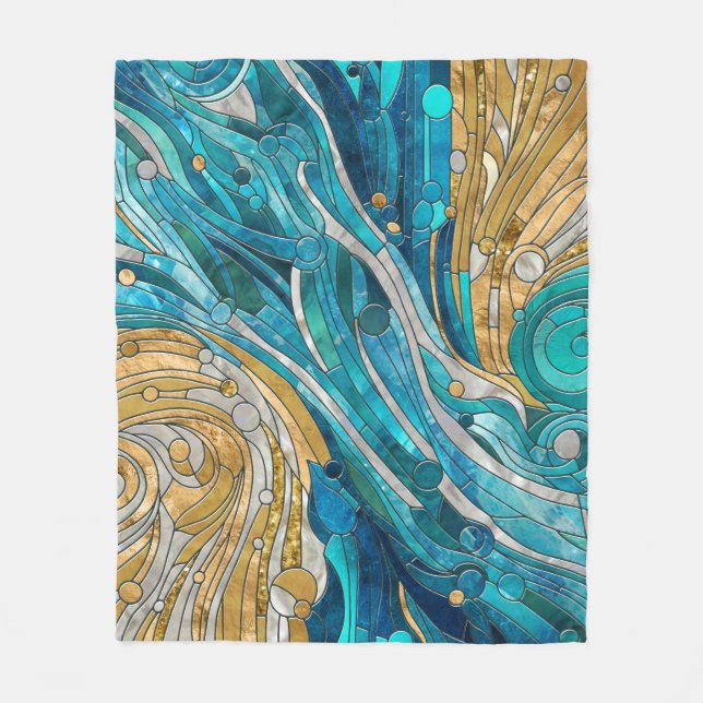 Aquamarine River Abstrakt Mosaic Art Fleecefilt (Framsidan)