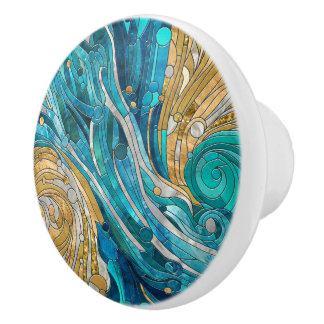 Aquamarine River Abstrakt Mosaic Art Knopp