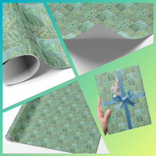Aquamarine Seafoam Vatten Patchwork Boho Chic Presentpapper