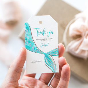 Aquamarine Sjöjungfru Svan Party Gift Märkre Presentetikett