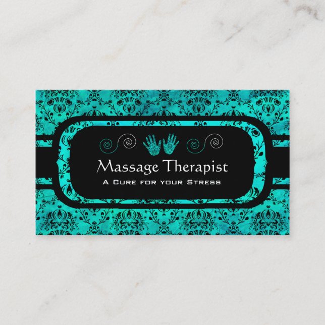 Aquamarine & svart visitkort (Framsida)