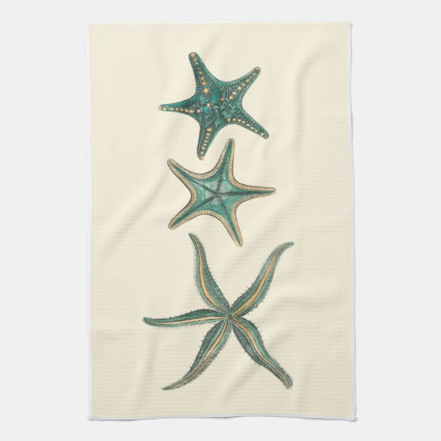 Aquamarine Triple Starfish Kökshandduk (Vertikal)