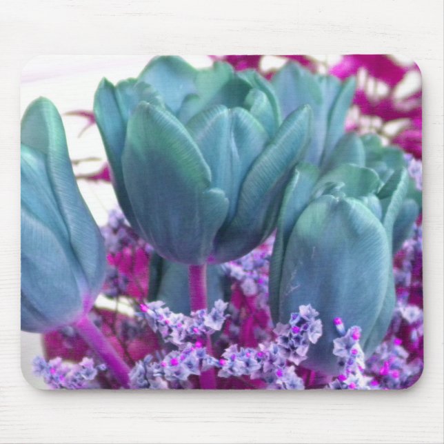 Aquamarine Tulips Mousepad Musmatta (Framsidan)