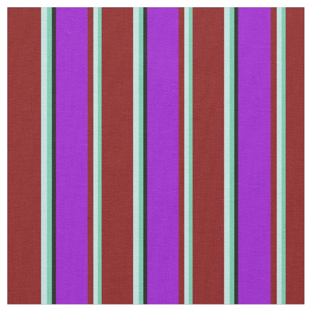 Aquamarine, turkos, maron, Mörk Violet & Black Tyg (Närbild)