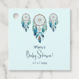 Aquamarine Watercolor Dreamcatcher Baby Shower Gåvor Etiketter