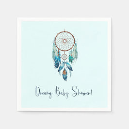 Aquamarine Watercolor Dreamcatcher Baby Shower Pappersservett