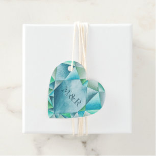 Aquamarine Watercolor Heart Cute Valentine Day Gåvor Etiketter