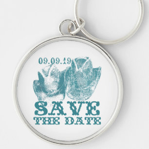 Aquamarine Westernare Vintage bröllop Rund Silverfärgad Nyckelring