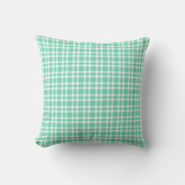 Aquamarine White Plaid Pattern Kudde