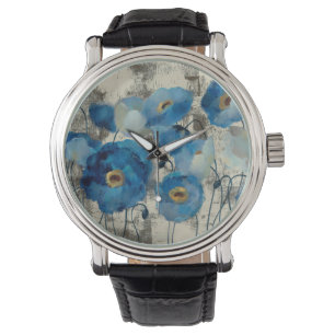 Aquamarineblommigt Armbandsur