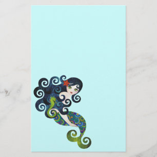Aquamarinesjöjungfrubrevpapper Brevpapper