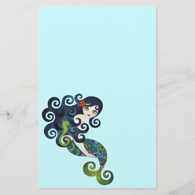 Aquamarinesjöjungfrubrevpapper Brevpapper (Framsida)
