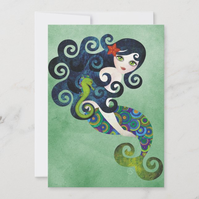 Aquamarinesjöjungfruinbjudan Inbjudningar (Framsida)