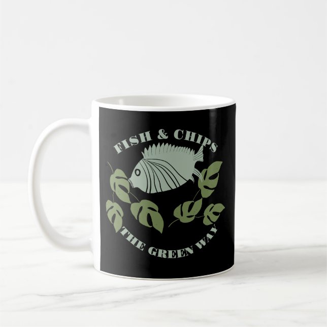 Aquaponics Fish & Chip Grönt Way Black Kaffemugg (Vänster)