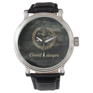 Aquarel Black och guld advokat Armbandsur