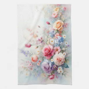 Aquarell Blomma Konst Målningsmall Kökshandduk