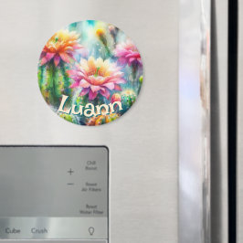 Aquarell Blommande Sukkulent Kaktus Personlig Magnet