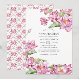 Aquarell Blommig Annaprashan Första Ris Ceremoni Inbjudningar