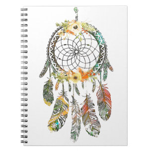 Aquarell blommig drömmfångare anteckningsbok