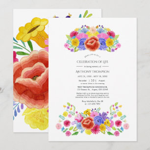 Aquarell Blommig Fiesta Firande av Livet Foto Inbjudningar