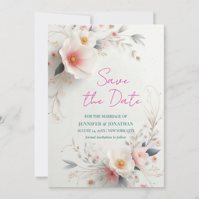 Aquarell Blommig Skript Spara Datum Datumet (Framsida)