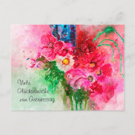 Aquarell Blumenstrauß Glückwünsche zum Geburtag Vykort