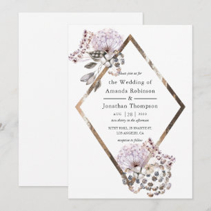 Aquarell Boho Torkade blommor Bröllop Inbjudningar