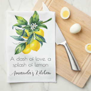 Aquarell Citron Personlig Kökshandduk