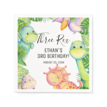 Aquarell Dinosaurie Tre Rex 3-årsdag