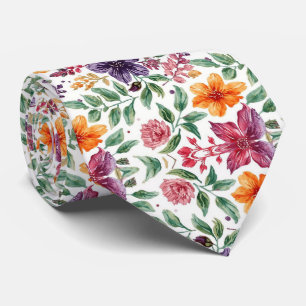 Aquarell Eleganta Sommarblommor Ljus Färger Slips