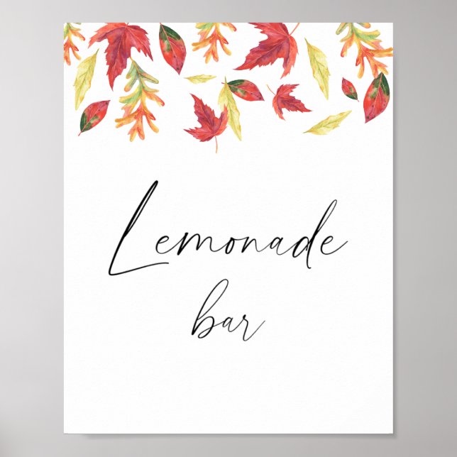 Aquarell fallande löv - lemonadbar poster (Framsidan)