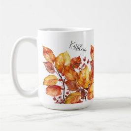 Aquarell Herbst Blätter Design Kaffemugg