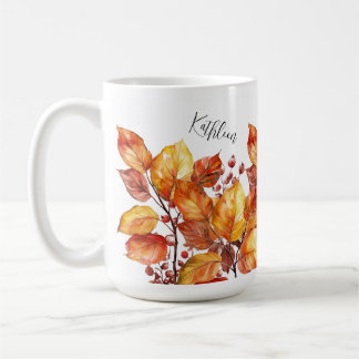Aquarell Herbst Blätter Design Kaffemugg