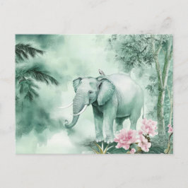 Aquarell Illustration eines Elefanten im Dschungel Vykort