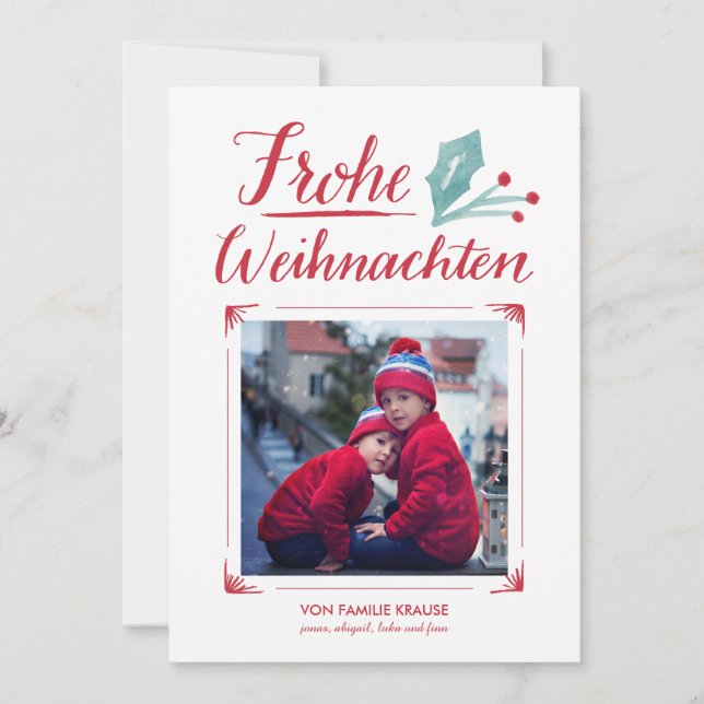 Aquarell & Kalligraphie | Frohe Weihnachten Julkort (Framsida)
