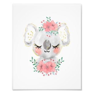 Aquarell Koala med blommotiv Foto Print
