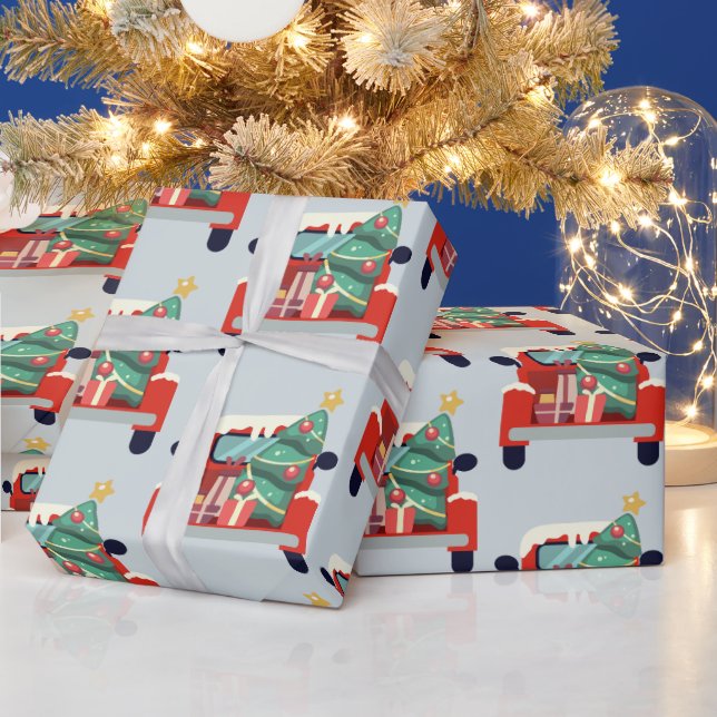 Aquarell Lastbil Julgran Presenter Konst Presentpapper (Helgdagar)